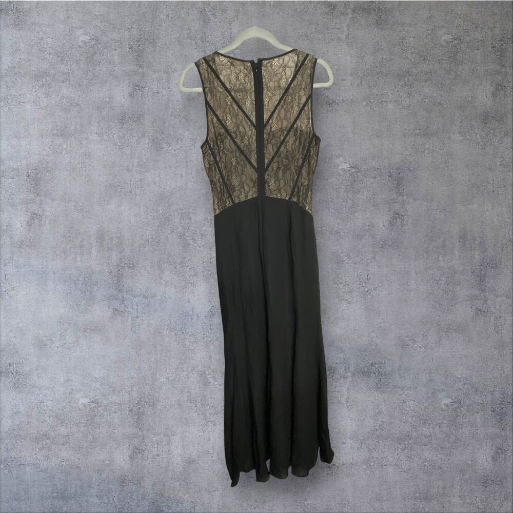 Max and Cleo Evening Gown 4 Black Mesh Sheer Panel Formal Event Elegant Maxi - Picture 5 of 8